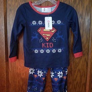 2pcs Kid Boy Logo Print Long-sleeve Tee and Pants Sleepwear Pajamas Set SZ 6-7